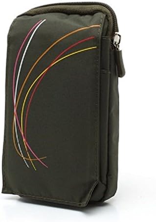 Multi-functional Vertical Stripes Pouch Bag Case Zipper Closing Carabiner for PLUM RAM 8 (2018) - GREEN (16 x 9.5 cm)