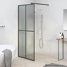 Walk-in Shower Screen - 31.5"x76.8" Dark Tempered Glass Panel, Frameless Enclosure Kit for Stall, Standing Partition, Bathroom Door, Wall Corner