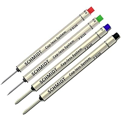 Pack of 4 - Schmidt P8126 Capless System Rollerball Refill GreenRedBlackBlue Fine Tip
