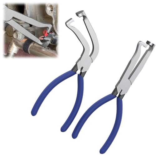 2Pcs Electrical Disconnect Pliers, Fuel Line Disconnect Tool Set, Connector Pliers for Cars, Hose Removal Plier, Pinzas Para Electricista for Push Tab Style Plugs Straight1601-Blue