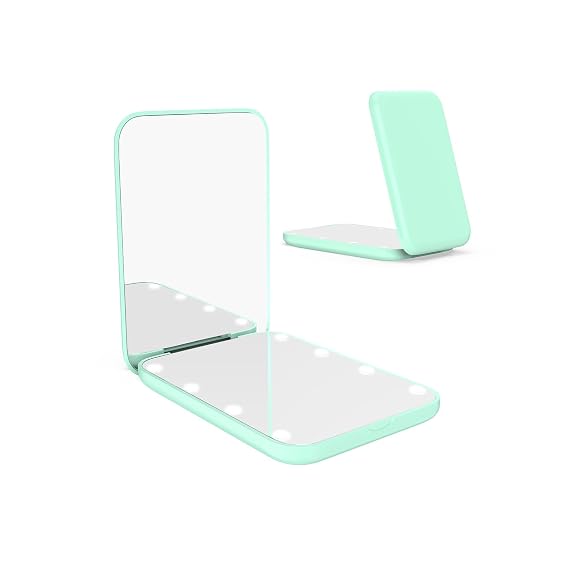 WOBSION 1x/3x Small Lighted Makeup Mirror for Purse | LED Compact Travel Mirror with Light, Portable Mirror for Pocket or Bag, Gift for Girls,Women