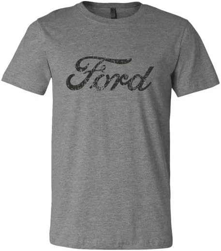 Mens Ford Distressed Logo T-Shirt Supersoft Triblend Tee with Vintage Script Print | Official Ford Apparel