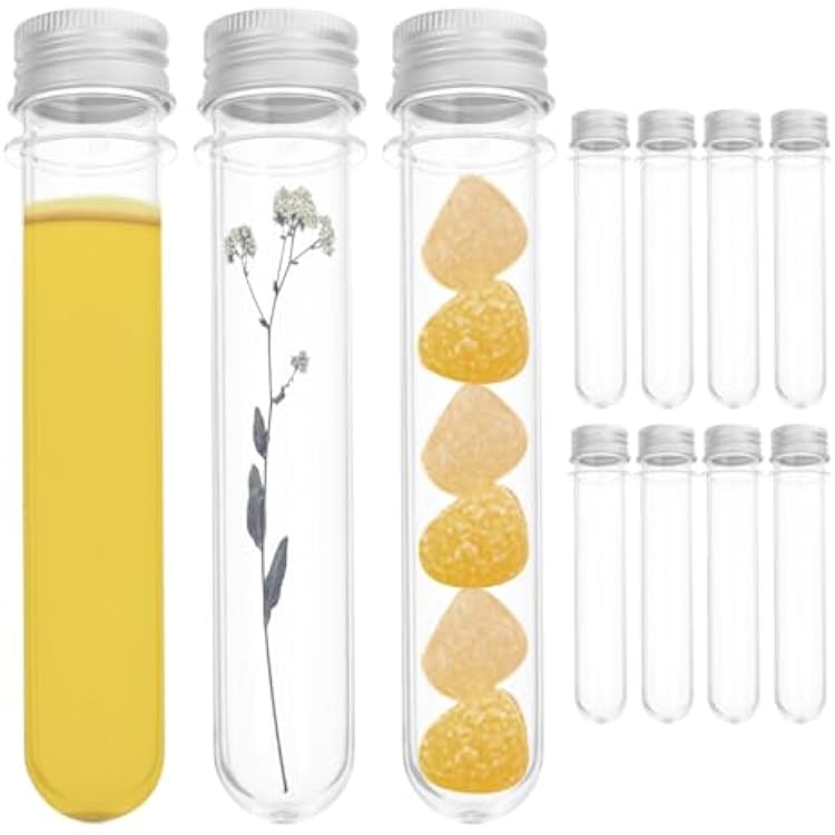 20pcs Plastic Test Tubes: Clear Tubes with Screw Caps Candy Tubes for Scientific Experiments Birthday Party Supplies Candy Storage