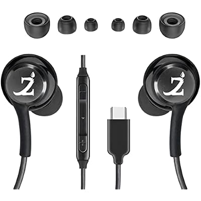 ZAMZAM PRO USB-C Type Stereo Headphones with Hands-Free Built-in Microphone Buttons  Crisp Digital Titanium Clear Audio!