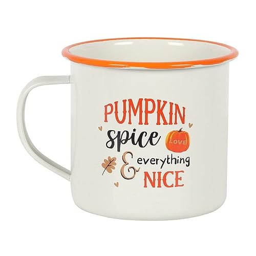 Something Different HA_40331 Enamel Mug | Pumpkin Spice | 1pc. 165g, White, 1 Count Pack of 1