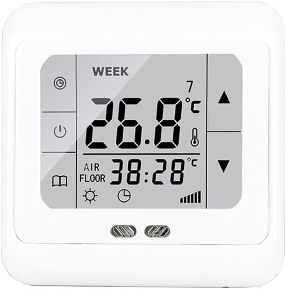 Digital Thermostat Touchscreen Underfloor Heating Room Controller with Floor Sensor 16A Electric Heating Temperature Control White