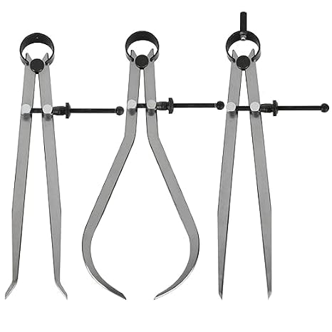 3 Pieces Spring Caliper Set - Inside, Outside & Divider 12" Inch / 300 Divider Set Mm - Measuring Tool, Workshop, Tool Room Wood-Turning Lathe Projects Leather Crafting & Scribing