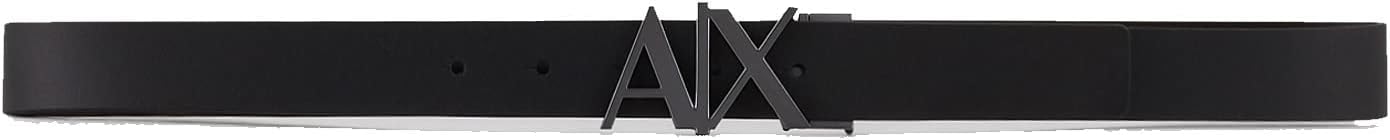 A|x Armani Exchange メンズ スプリットレザー 両面ロゴベルト
