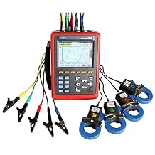 ETCR5000 3 Phase Power Quality Analyzer Three Phase Multi-Functional Power Quality Logger with ETCR040B 40mm Current Clamp Sensor 4PCS Range 0.10A-100A