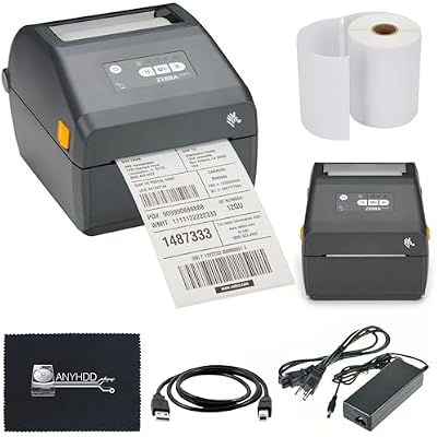 Zebra ZD421 ZD4A042-D01M00EZ USBBluetooth - Zebra GK420d Replacement, Direct Thermal Label Printer 203 dpi with 4x6 Thermal Roll  Power Adapter  USB 2.0 Cable  Microfiber Cloth Included