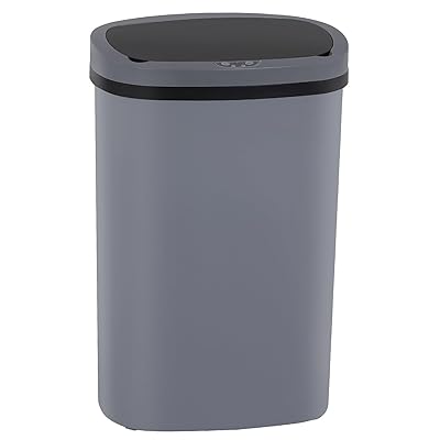 13 Gallon Trash Can, Plastic Kitchen Trash Can Automatic Garbage Can with Lid High-Capacity Touch Free Motion Sensor for Kitchen, Bedroom, Bathroom, Office, Gray