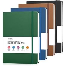 OMEYA 4 Pack Lined Journal Notebooks for Work, 100gsm Thick Paper, 5.7"x 8.3", College Ruled A5 Notebook Bulk, Leather Journal for Writing, Hardcover Notebooks for School, Office, Journal for Men