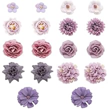 Mini Artificial Flower Heads, Purple Silk Flower for Crafts, Handmade Artificial Flowers for DIY Cake Wedding Party Home Decoration