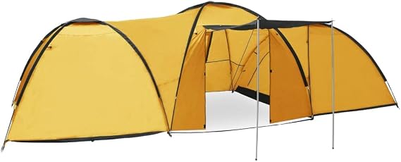 Sporting Goods With Camping Igloo Tent 650x240x190 cm 8 Person Yellow Safehappy
