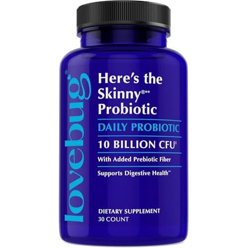 LOVEBUG Skinny Prebiotics and Probiotics for Women Digestive Health & Immune Support - 10 Billion CFU Probiotic Strains Gut Health, Gas, Constipation & Bloating, 30ct