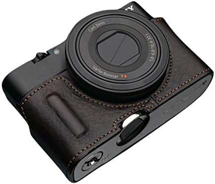 GARIZ Genuine Leather Camera Case for SONY DSC-RX100M2 Grained HG-RX100IIBR Brown