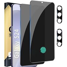 [2+2 Pack] Privacy Screen Protector Compatible with Galaxy S24 Privacy 5G - 2 Tempered Glass Film with 2 Camera Lens Protectors, High Clarity, Anti-Spy Protection
