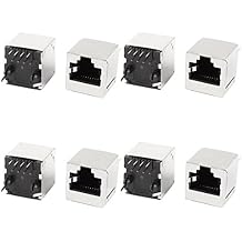 uxcell RJ45 Cat5 Coupler, 8Pcs RJ45 8P8C PCB Mount Socket Connector Network Ethernet Adapters Female to Female, Modular Data Jack with Eight Straight Angle Pins for Easy PCB Mounting