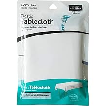Jacent White Rectangular Table Cloth, 100% Peva Plastic Tablecloth: Rectangular, 52 x 70 Inch: 1 Pack