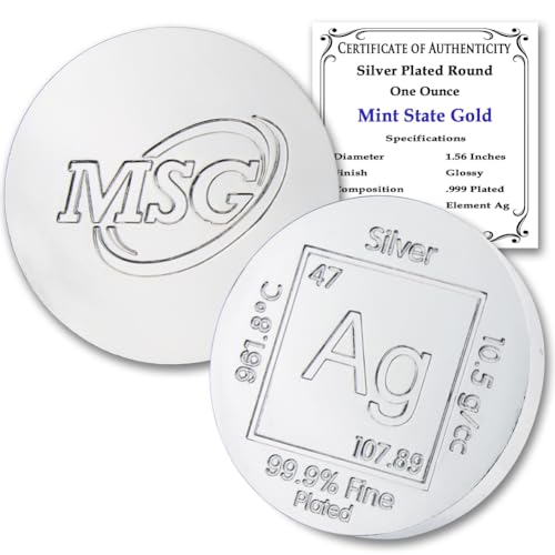 1 oz Silver Plated Round .999 Pure Paperweight - Element Design with Certificate of Authenticity