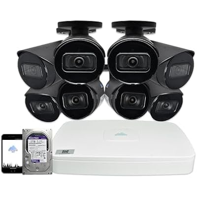 8MP 4K Security Camera System w 4K 8MP 8ch POE NVR, 4K 8 Megapixel Bullet Cameras, Metal Housing, IP67 Weatherproof Rating, POE IP Cameras, 2TB Pre-Installed Hard Drive 8, Black