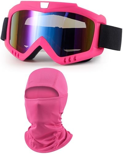 Dirt Bike Goggles with Balaclava Motorcycle ATV Riding Ski Motocross Windproof Dustproof Racing Glasses for Women Men