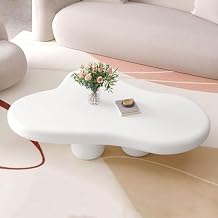 Modern Cloud Coffee Table Small Irregular Side Table And Cloud Coffee Table White Cream 2 In 1 Modern Tea Table End Table For Living Room Bedroom Office ( Color : Cream Color , Size : 100x69x30cm/39x2