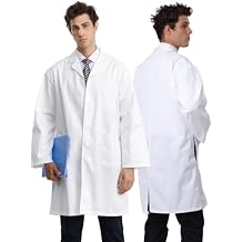 Greenour Professional Lab Coat for Men Long Sleeve Doctor Uniform with 3 Pockets Laboratory Jacket (White)