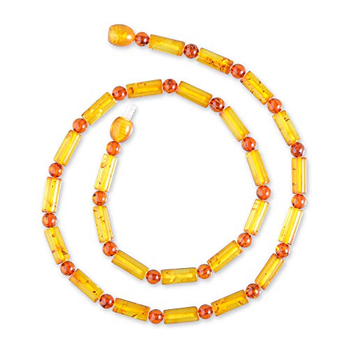 Necklace - Polished Sphere and Cylinder Shaped Beads from the Baltic Sea - Natural Jewelry Hand-Assembled in Europe - Unique Style