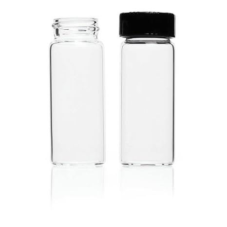 Kimble Kimax 60957D-4 Borosilicate Glass 4 Dram Screw Thread Dram Vial, with Rubber Lined Closure (Pack of 144)