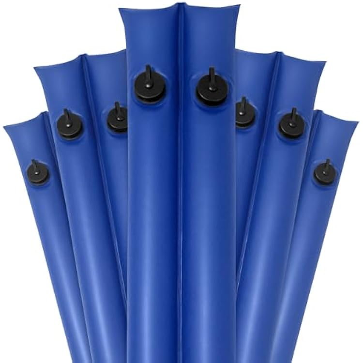 Pool Mate 8 ft. 5-Pack Extra Strength Blue Double Chamber Pool Water Bags, Double Seams, .25 MM Thick Vinyl, Cover Weights, Oversized Jumbo Screw Valve Cap, Water Tubes