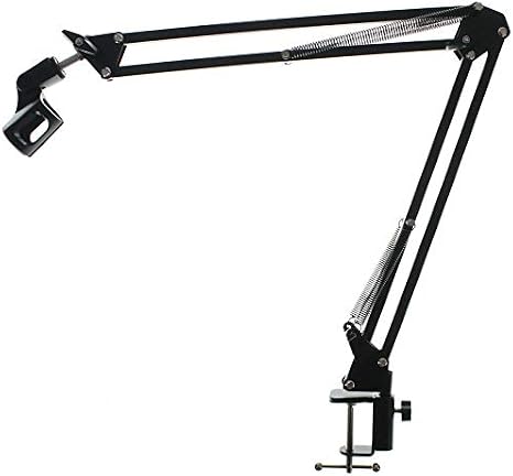 NB-35 Extendable Recording Microphone Metal Suspension Boom Scissor Arm Stand Holder For Mounting On PC Laptop Notebook (Black)