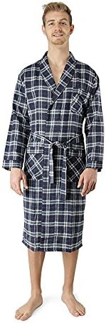 Acura Mens Flannel Cotton Blend Shawl Collar Sleepwear Classical Bath Robe Size S3XL