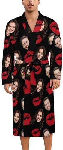 Personalized Face Photo Robes for Women Men Custom Couples Picture Short Robes Funny Pajamas Bathrobe Sleepwear