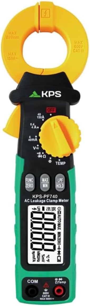 KPS PF740 True RMS Leakage Clamp Meter, 0.001mA Resolution, CAT III | Professional True RMS leakage clamp meter for accurate electrical diagnostics and fault detection.
