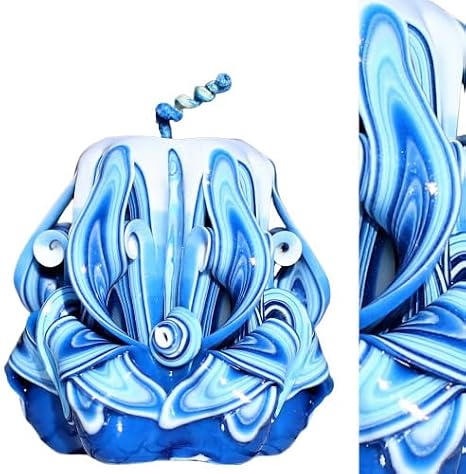 Carved Candles Blue 3 for mom''-Best Christmas Candle for Men-Small Carved Candles Gift-Oscar candles