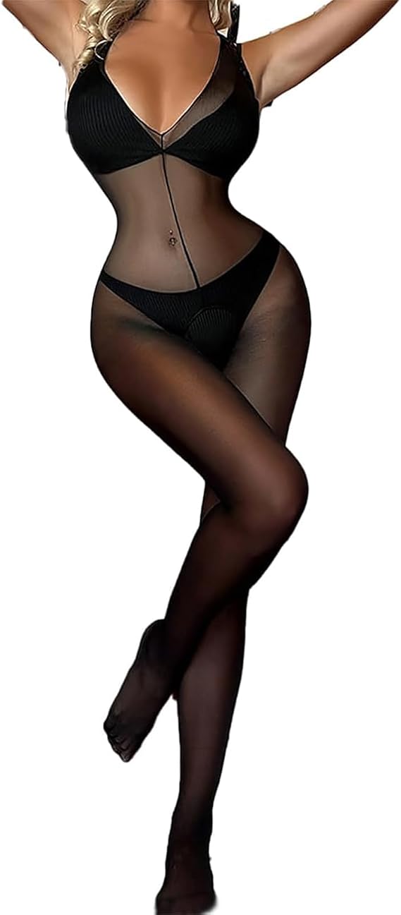 Bodysuit Full Body Stockings for Women Halter Neck Bodystockings Nylon One Piece Bodysuit Tights