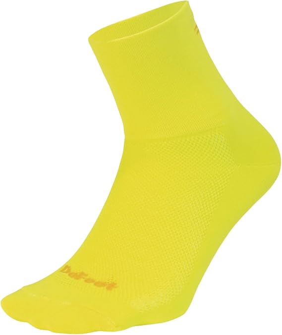 DEFEET | Aireator 3" - D-Logo Cycling Socks | For Biking, Running, Everyday Adventures | Neon Yellow | Large