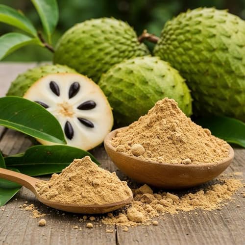 Nutrigins Soursop Fruit Powder 4oz | Pure Graviola Fruit Powder | Dried Guanabana Annona Muricata for Tea, Smoothies and Recipes | Non-GMO, No Sugar, Gluten-Free, Vegan