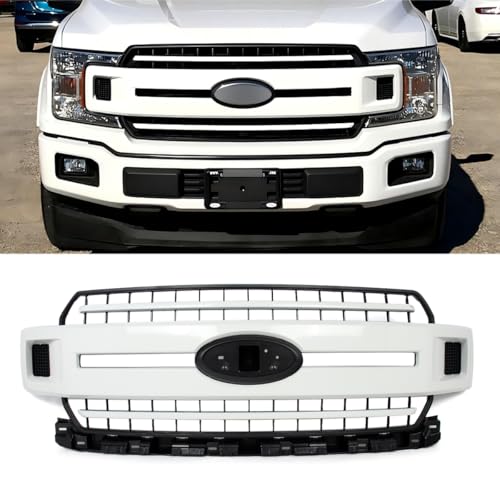 Oxford White Front Grill Cover Intended for 2018-2020 Ford F-150 F150 XL XLT Style Pickup ABS Plastic Bumper Grille Replace For JL3Z8200EA