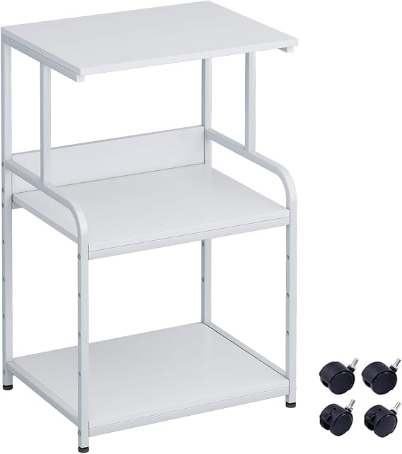 Printer Stand Table Shelf with Storage,3d Printer Shelf Organizer With Shelf and Wheels,3 Tier Multi-Purpose Rolling Cart for Folders,Books,for Fax Machine, Scanner,Home Office,Desk,Rustic Brown