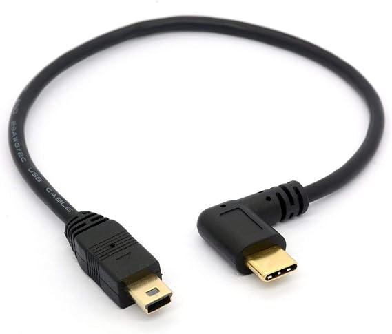 Angle USB Type C to Micro USB Cable, 90 Degree USB-C Male to Micro-B Male | Adapter Converter for MacBook Pro, Laptop, Android Devices(Only for Charging)(TypeC to Mini) (USB C/Type C Side)