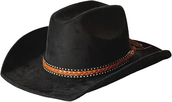 Western Cowboy Hat for Men Women,Cowgirl Hats Wide Brim Suede Hats Cattleman Hat with Weave Band