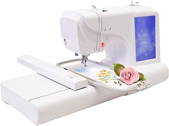 Embroidery Machine with LCD Display, Automatic Sewing, USB Transfer, Includes Two Embroidery Hoops and 162 Built-In Designs for Various Projects