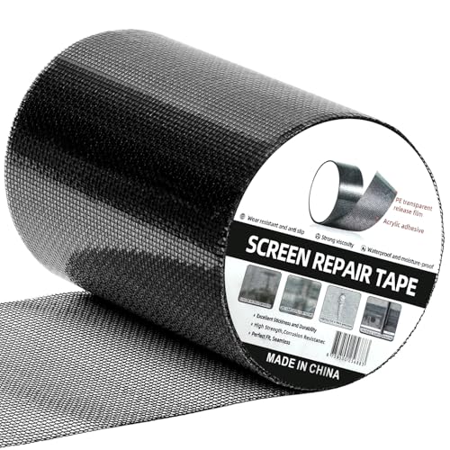 4in X 20ft Window Screen Repair Tape Black - Heavy Duty 3-Layer Adhesive, Waterproof Fiberglass Mesh Patch Kit for WindowsDoorsMagnetic Screens