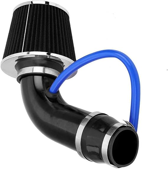 Universal Car Cold Air Intake Filter Induction Kit 76mm Cold Air Intake Filter Aluminum Induction Hose Pipe Kit(Black)