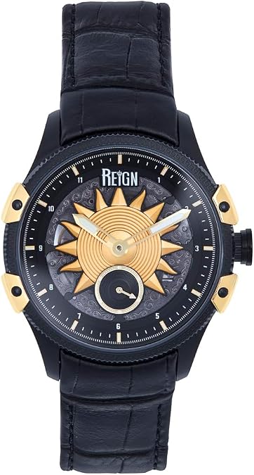 REIGN Solstice Automatic Semi-Skeleton Watch - Black/Gold
