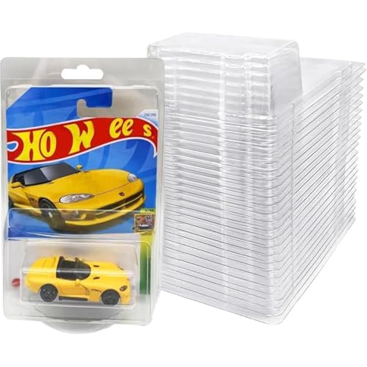 [50 Pack] 0.7mm Heavy Duty Protector Case for Hot Wheels & Matchbox Mainline, Anti-Yellowing Clear Clamshell Blister Pack Storage, Durable Card Protectors for Die-Cast Car Collector Display