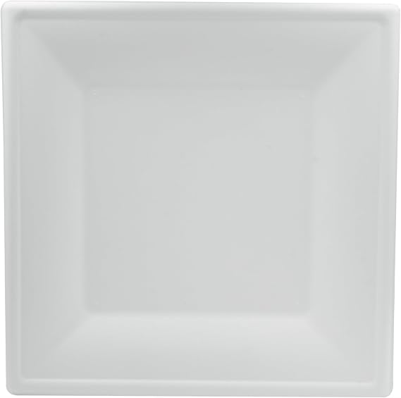 BioGreenChoice 10" 250 CT Compostable Fiber Molded Bagasse PFAS Free Square Plate Sugarcane Bagasse, Durable & Microwave Safe, Unbleached Dinner Plates for Bulk Buying