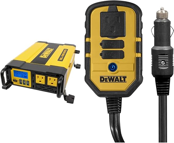 DEWALT DXAEPI1000 Power Inverter with DXAEPI140 Power Inverter - 1000W & 140W Car Converters